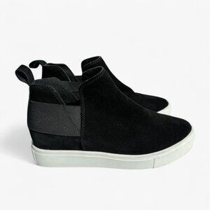 Steve Madden Boots Black Suede Hidden Wedge Pull On Sneakers Shoes Womens 7.5 M